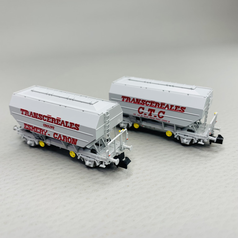 Set de 2 wagons Céréaliers “Transcéréales Esmery-Caron et CTC”, SNCF, Ep IV - REE NW-317 - N 1/160
