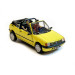 Peugeot 205 cabriolet jaune genet, avec conducteur - SAI 1637 - 1/87