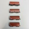 Coffret de 4 wagons-bennes type Tal 963, DB, Ep IV - MINITRIX 18271 - N 1/160