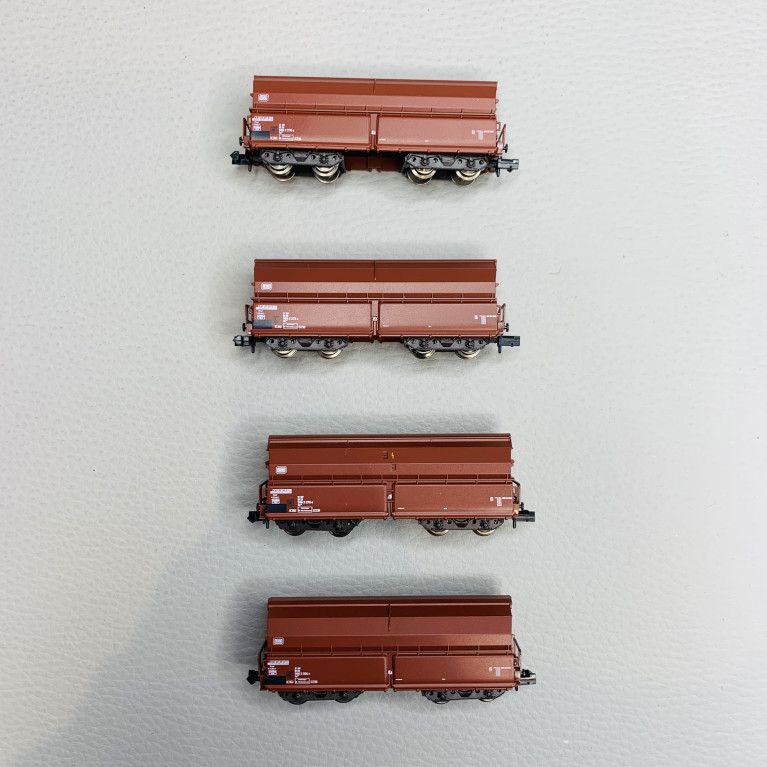 Coffret de 4 wagons-bennes type Tal 963, DB, Ep IV - MINITRIX 18271 - N 1/160