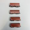 Coffret de 4 wagons-bennes type Tal 963, DB, Ep IV - MINITRIX 18271 - N 1/160