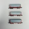 Set de 3 wagons courts bâchés à bogies type SHIMMS, SNCF, Ep IV et V - AZAR MODELS W03-SL3 - Z 1/220