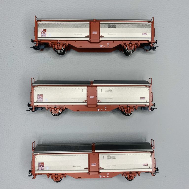 3 wagons tombereaux à toit/parois coulissantes Tbis, SJ, EP IV - MARKLIN 47303 - HO 1/87