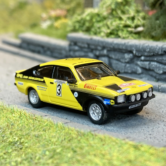 Opel Kadett C GTE, Rallye monté Carlo 1976, N°3, jaune noir - Brekina 20403 - 1/87