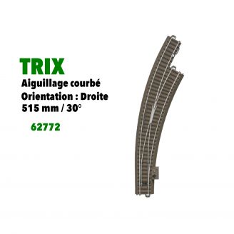 Aiguillage courbé à droite 515 mm / 30° - TRIX 62772 - HO-1/87