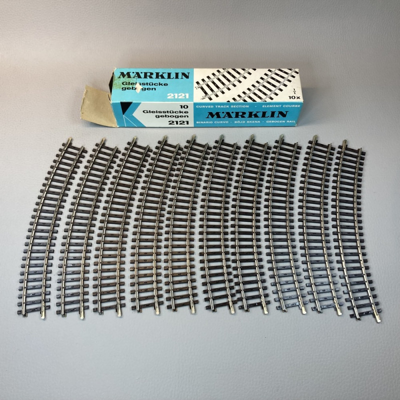 10 rails courbes R 360 mm, 1/1, voie K , 3 rails AC - MARKLIN 2121 - HO 1/87 - DEP280-205