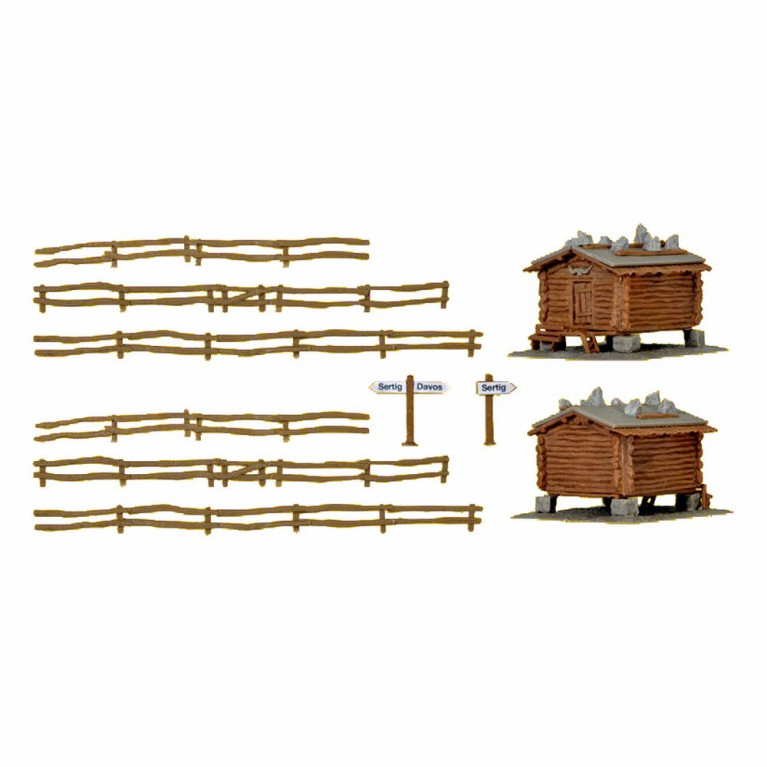 2 cabanes de montagne avec barrières-N-1/160-KIBRI 37028