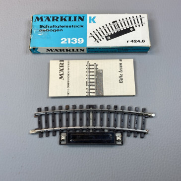 Rail courbe de commande, 15°, R 424.6 mm, voie K, 3 rails AC - MARKLIN 2139 - HO 1/87 - DEP280-200