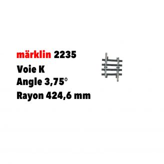 Rail courbe 3,75° Voie K - MARKLIN 2235 - HO 1/87
