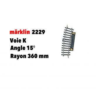 Elément courbe 15° R360 mm pour la commutation Voie K - MARKLIN 2229 - HO 1/87
