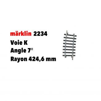 Rail courbe 7° Voie K - MARKLIN 2234 - HO 1/87