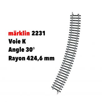 Elément de voie K courbe, rayon 30° - MARKLIN 2231 - HO 1/87 
