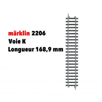 Elément de voie K droit, longueur 168,9 mm° - MARKLIN 2206 - HO 1/87 