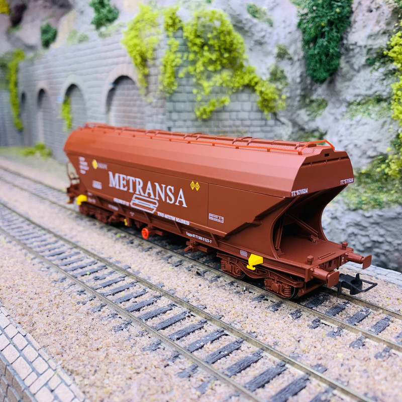 Wagon Trémie type TT5 en peinture rouge oxyde, "Metransa", RENFE, Ep IV - ELECTROTREN HE6068 - HO 1/87