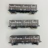 Coffret 3 wagons TP Tombereau haut "Clamecy", SNCF, Ep III - REE WB852 - HO 1/87