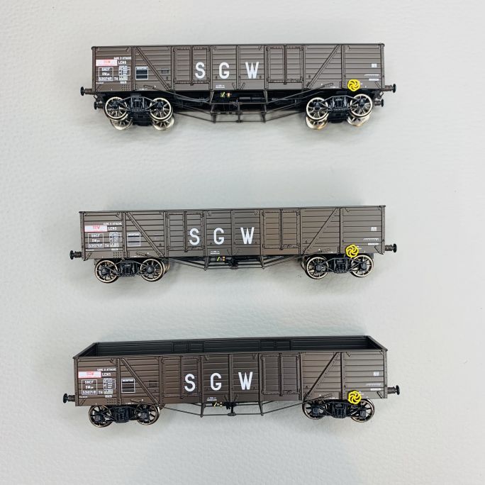 3 wagons TP Tombereau SGW, SNCF, Ep III - REE WB854 - HO 1/87