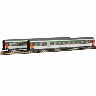 2 voitures Corail Vu 2 CL + fourgon, Sncf,  Ep V - PIKO 94504 - N 1/160