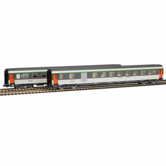 2 voitures Corail Vu 2 CL + fourgon, Sncf,  Ep V - PIKO 94504 - N 1/160