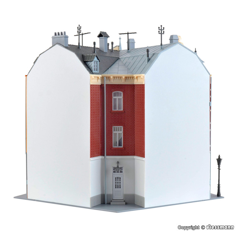 Maison de ville avec figurine et kit de démarrage d'éclairage- KIBRI 38295 - HO 1/87