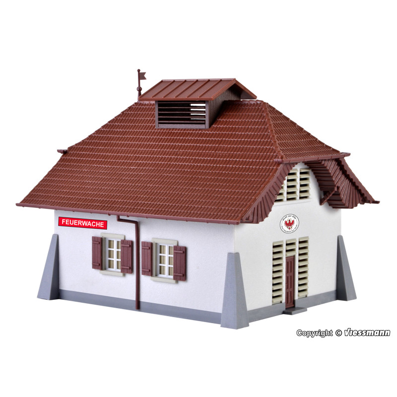 Caserne de pompiers rurale avec kit d'éclairage - KIBRI 38032 - HO 1/87