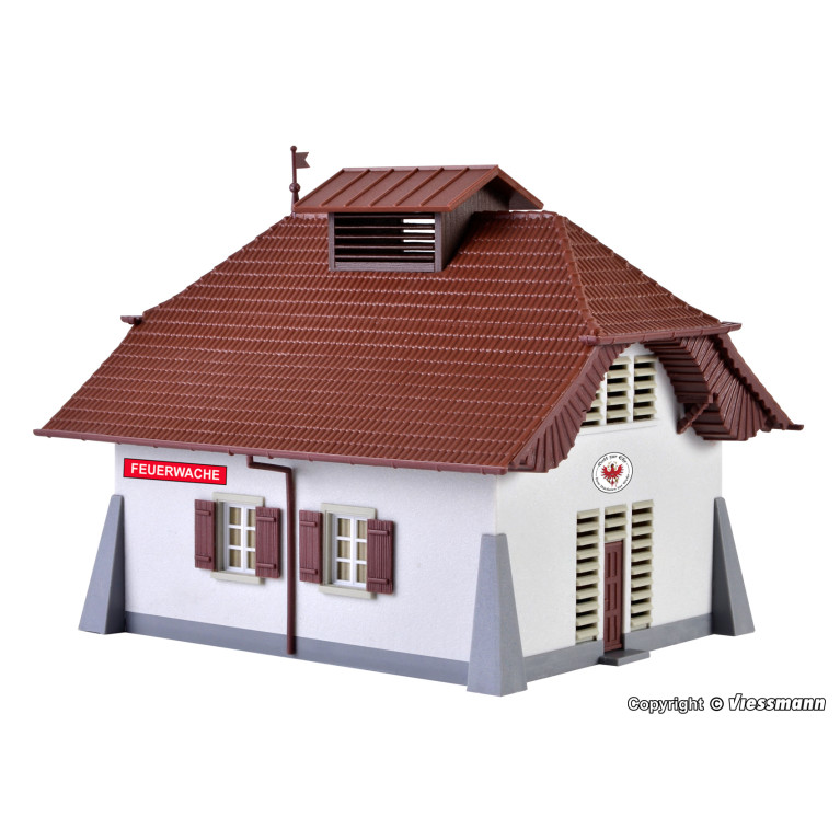 Caserne de pompiers rurale avec kit d'éclairage - KIBRI 38032 - HO 1/87