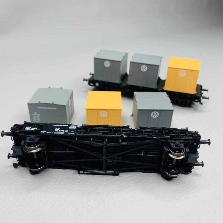 Wagon porte-conteneurs Laabs Volkswagen, DB, Ep IV - MARKLIN 46663 - HO 1/87