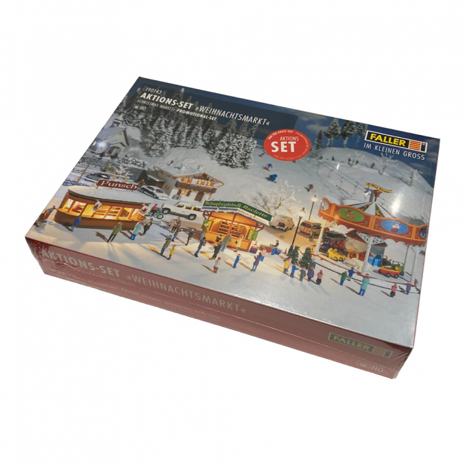 Marché de Noël, 2 stands avec manège et neige - FALLER 190143 - HO 1/87