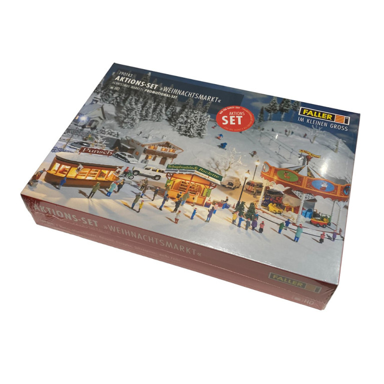 Marché de Noël, 2 stands avec manège et neige - FALLER 190143 - HO 1/87