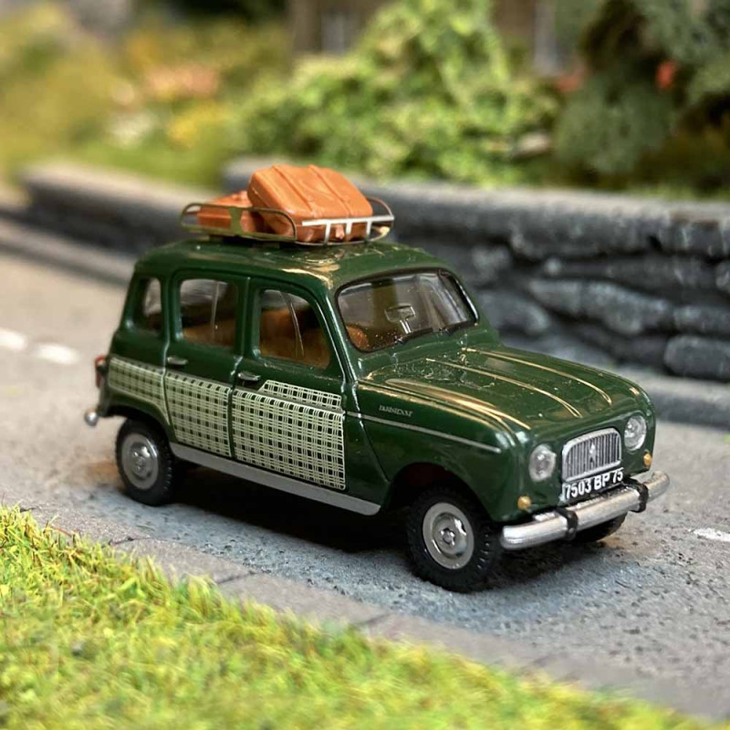 Renault 4L "Parisienne", verte, avec galerie et valises - WIKING SAI 1735