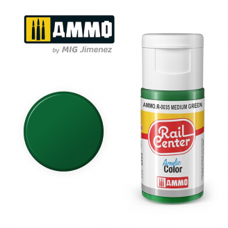 Peinture vert moyen, acrylique, 15 ml, gamme Rail Center - AMMO R-0035