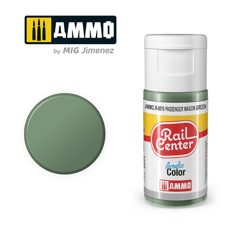 Peinture vert pâle voiture, acrylique, 15 ml, gamme Rail Center - AMMO R-0019