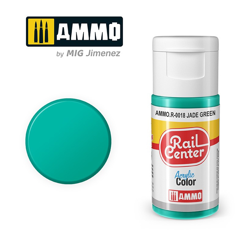 Peinture vert Jade, acrylique, 15 ml, gamme Rail Center - AMMO R-0018