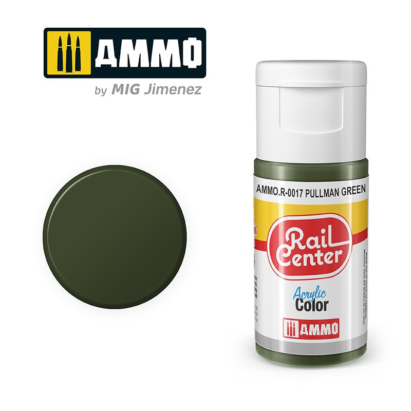 Peinture vert Pullman, acrylique, 15 ml, gamme Rail Center - AMMO R-0017