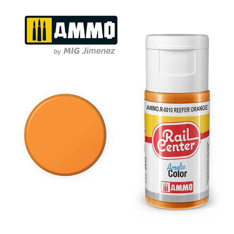 Peinture orange réfrigéré wagon, acrylique, 15 ml, gamme Rail Center - AMMO R-0010