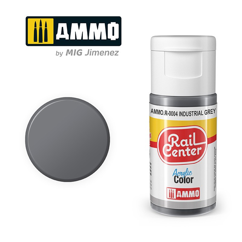 Peinture gris industriel, acrylique, 15 ml, gamme Rail Center - AMMO R-0004 Peinture gris industriel, acrylique, 15 ml, gamme Rail Center - AMMO R-0004