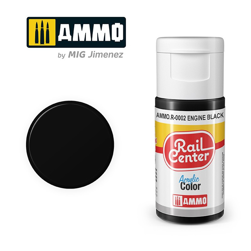 Peinture noir moteur, acrylique, 15 ml, gamme Rail Center - AMMO R-0002