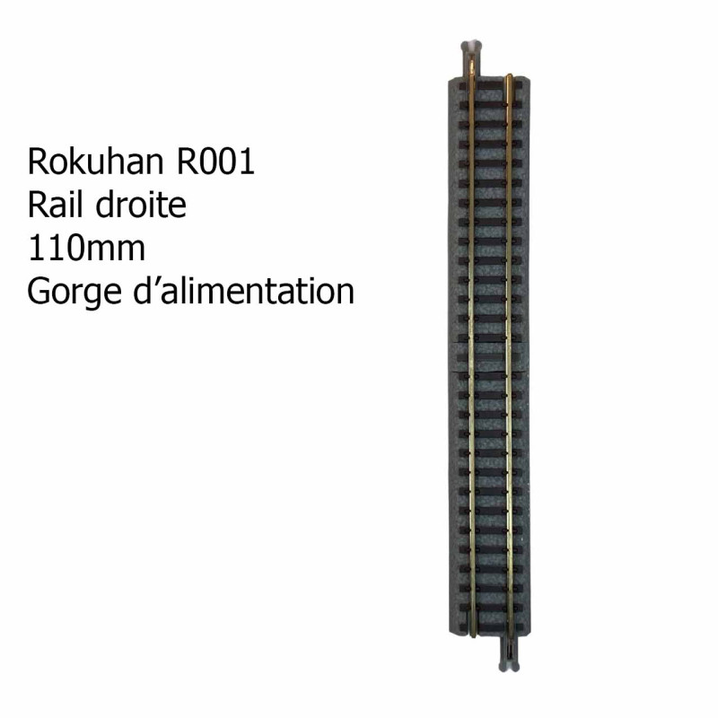 Rail droit avec ballast, gorge d'alimentation, 110 mm -  ROKUHAN R001 (7297001) - Z 1/220