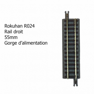 Rail droit avec ballast, gorge d'alimentation, 55 mm -  ROKUHAN R024 (7297024) - Z 1/220