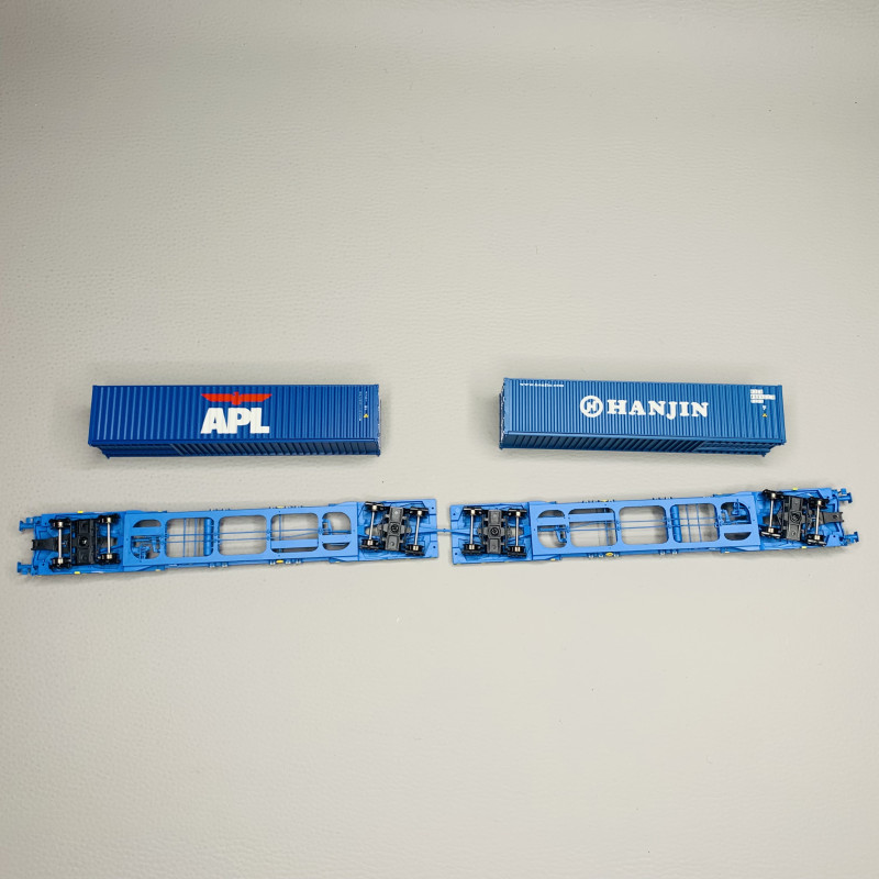 Wagon porte-conteneurs Sffggmrrss36 "APL / HANJIN", AAE, Ep VI - BRAWA 48110 - HO 1/87