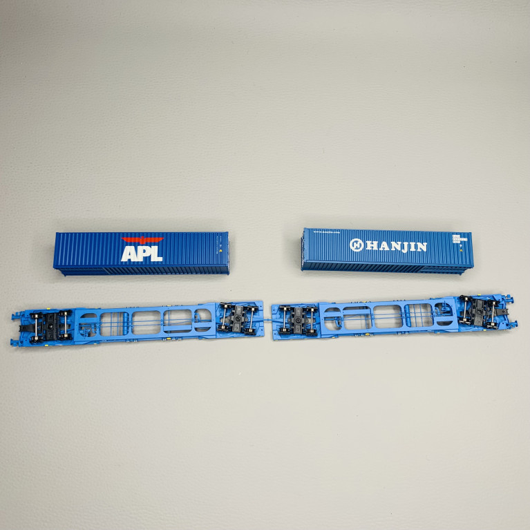 Wagon porte-conteneurs Sffggmrrss36 "APL / HANJIN", AAE, Ep VI - BRAWA 48110 - HO 1/87