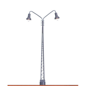 Mât lumineux en treillis, 2 voies, socle enfichable avec LED - BRAWA 84019 - HO-1/87
