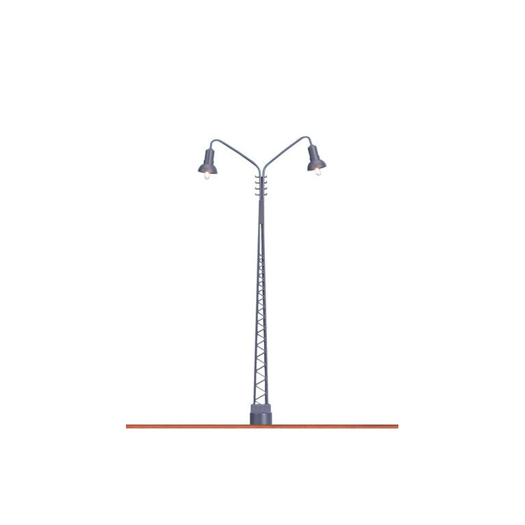 Mât lumineux en treillis, 2 voies, socle enfichable avec LED - BRAWA 84019 - HO-1/87