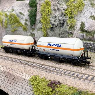 2 wagons citernes à gaz Zgkk, "Repsol Butano", RENFE, Ep IV - ELECTROTREN HE6066 - HO 1/87