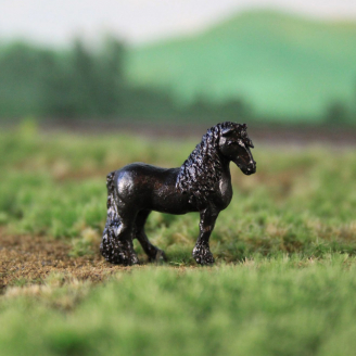 1 cheval de trait, frison noir - VAN PETERGEM SCENARY HP012 - HO 1/87