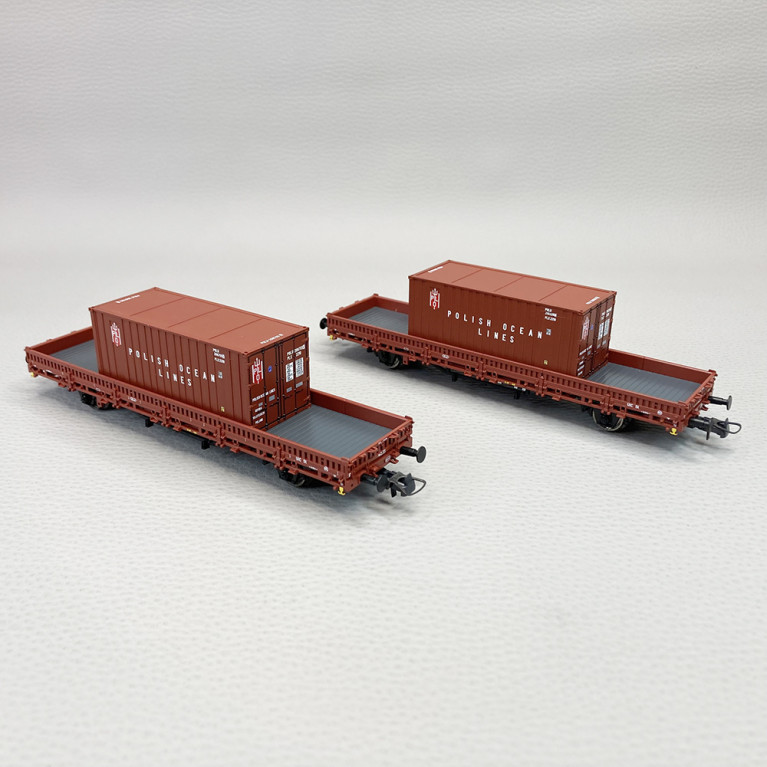 2 wagons à ranchers Ks, avec conteneurs, PKP  Ep IV - ROCO 6600006 - HO 1/87