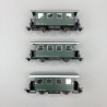 3 voitures voyageurs type Bi, ÖBB, voie étroite, Ep IV et V - ROCO 6240001 - HOe 1/87