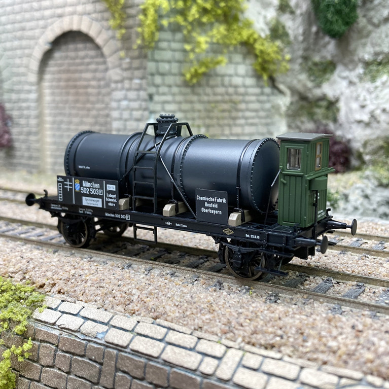 Wagon citerne avec guérite K2, 2 essieux, K.Bay.Sts.B., Ep I - BRAWA 50781 - HO 1/87