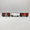 3 wagons couvert K2, 2 essieux, "JURA, Emmi, et Kambly", SBB CFF, Ep III - BRAWA 50872 - HO 1/87