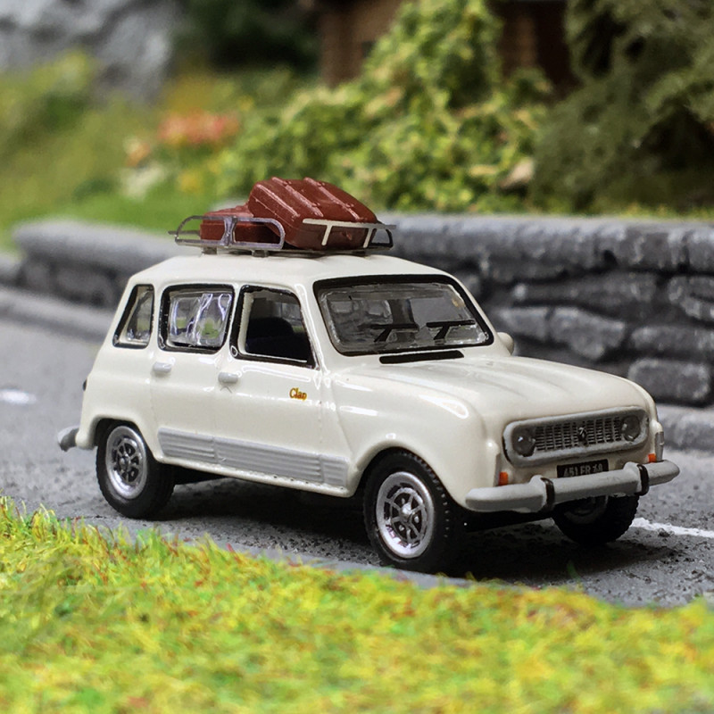 Renault 4 avec galerie et valises, Blanc - SAI1762 - 1/87