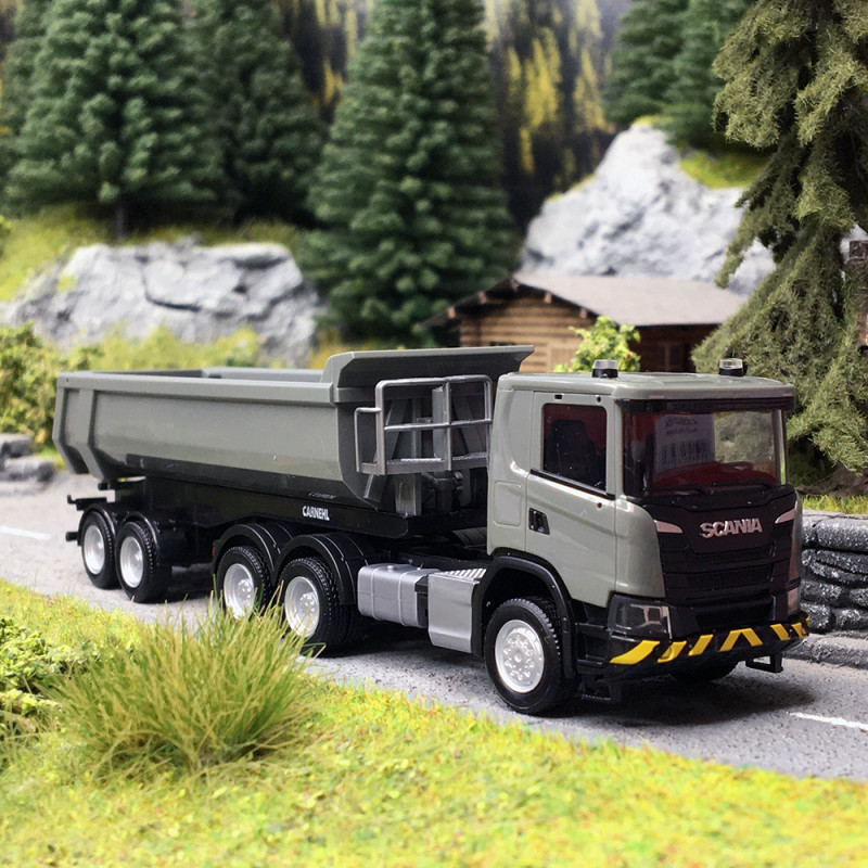 Camion Scania CG17 semi remorque benne, Gris - Herpa 316248 - 1/87